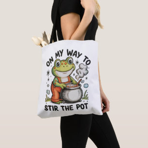 Bolsa Tote A Caminho de Mexer o Caldeirão Sapo Engraçado Sarc