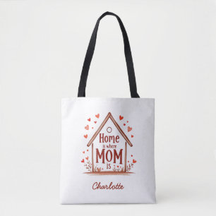 Bolsa Tote A Casa É Onde A Mãe Está Cuido e personalizado