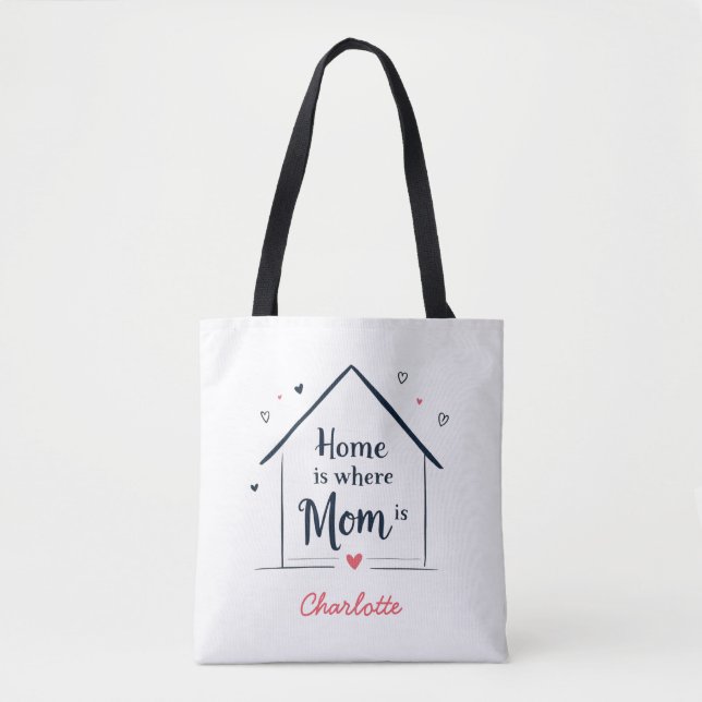 Bolsa Tote A Casa É Onde A Mãe Está | Dia de as mães minimali (Frente)