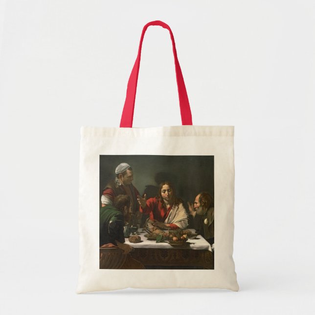Bolsa Tote A ceia em Emmaus, 1601 (óleo e tempera) (Frente)