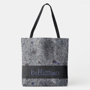 Bolsa Tote A cinza do granito da geologia com azul detalha