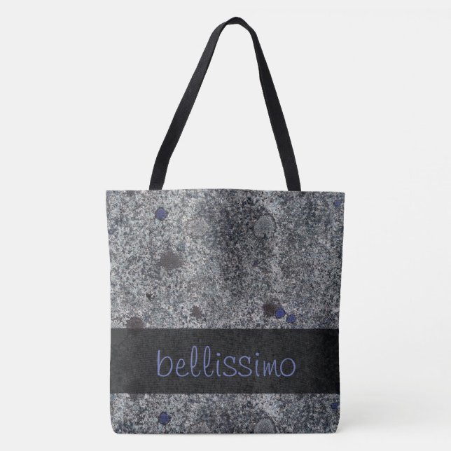 Bolsa Tote A cinza do granito da geologia com azul detalha (Frente)