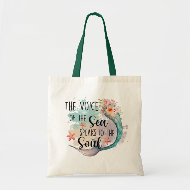 Bolsa Tote A Citação da Voz do Mar da Sereia (Frente)