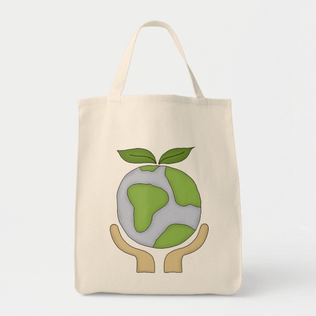 Bolsa Tote A compra orgânica Bolsa-Vai ambiente verde (Frente)