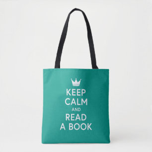 Bolsa Tote A cor editável Bookish mantem a calma e lê um