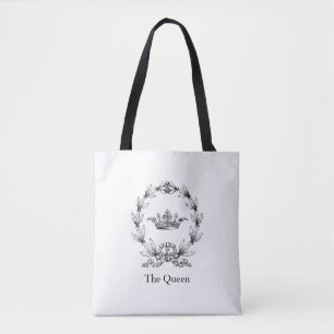 Bolsa Tote A coroa da rainha gravada vintage e a grinalda do