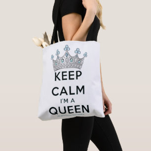Bolsa Tote A coroa de prata polida da rainha keep calm da Sli