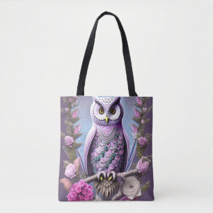 Bolsa Tote A Coruja da Fantasia Detalhada num leito de Thorns