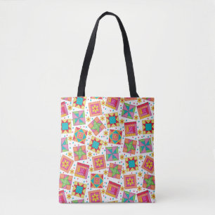 Bolsa Tote A edredão de retalhos colorida obstrui o branco
