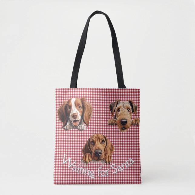Bolsa Tote À espera de cães Papais noeis (Frente)