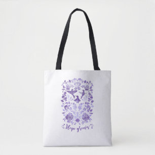 Bolsa Tote A esperança cresce - Lavanda Linocut Bird Inspirat