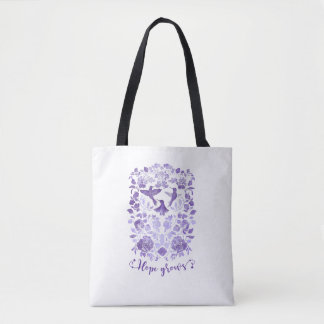 Bolsa Tote A esperança cresce - Lavanda Linocut Bird Inspirat
