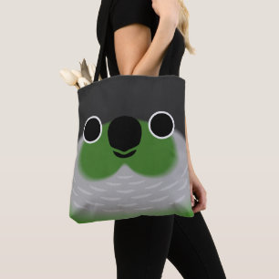 Bolsa Tote A face de um periquito de bochecha verde