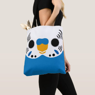 Bolsa Tote A face de um periquito macho cobalto normal