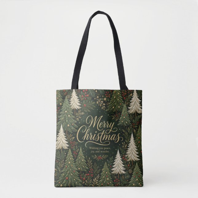 Bolsa Tote A Floresta Dourada do Natal (Frente)