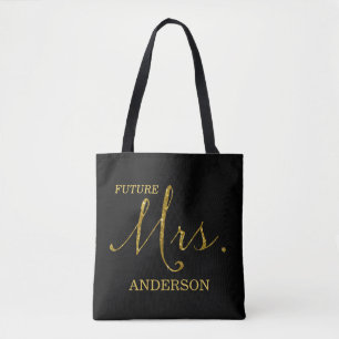 Bolsa Tote A futura Sra. Black e Faux-Glitter Dourado