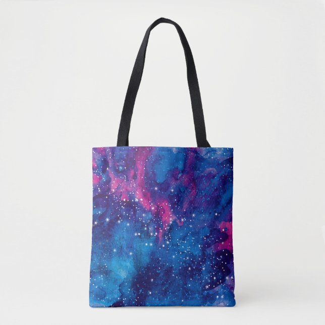 Bolsa Tote A galáxia espacial aquarela céu noturno com estrel (Frente)