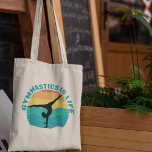 Bolsa Tote A ginástica é a vida Linda Gymnast Teal<br><div class="desc">A ginástica é a Vida. Bonito presente de ginasta por pôr do sol com um belo fundo colorido atrás de uma mulher que faz uma bonito estante com as partes.</div>