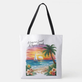 Bolsa Tote A Gorgeous Sunset At Tropical Beach, Vacation