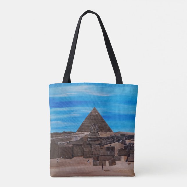 Bolsa Tote A Grande Esfinge e a Pirâmide de Khafre (Verso)