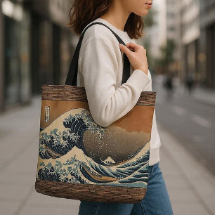 Bolsa Tote A Grande Onda de Kanagawa Artista Japonês Vintage