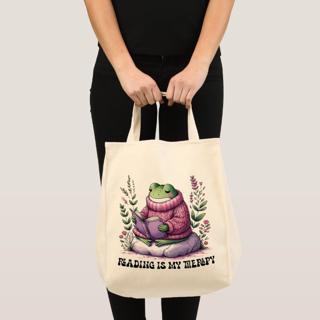 Bolsa Tote A Leitura de Sapo é Minha Terapia (Frente (produto))