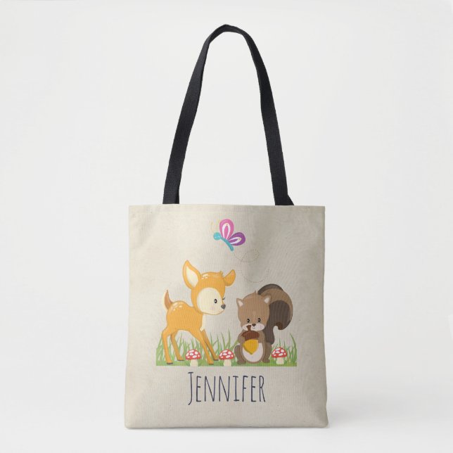 Bolsa Tote A Linguagem de Cartoons Cria-Floresta (Frente)