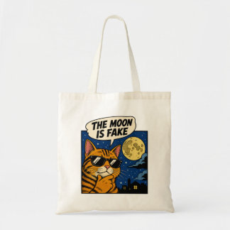 Bolsa Tote A Lua é Falsa - Gato Conspiracy