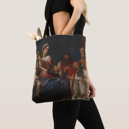 Bolsa Tote A Madonna, Criança e Santos