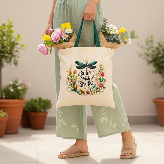 Bolsa Tote A Magia do Primavera floral (Criador carregado)