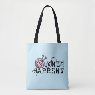Bolsa Tote A malha acontece sacola engraçada para Knitters
