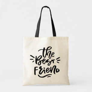 Bolsa Tote A Mão Negra Inscreveu O Saco De Tote Do Melhor Ami