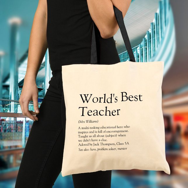 Bolsa Tote A melhor definição de professor do mundo personali (World's Best Teacher Definition Personalized Tote Bag)