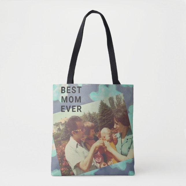 Bolsa Tote A melhor mãe alguma vez fotográfica personalizada, (Frente)