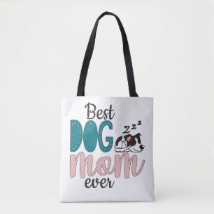 Bolsa Tote A melhor mãe de cachorro com cachorrinhos dormind