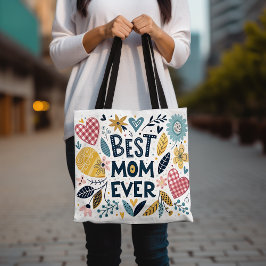 Bolsa Tote A melhor mãe de corações e flores