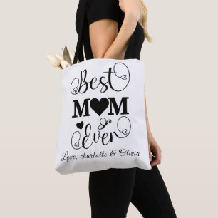 Bolsa Tote A melhor mãe Dia de as mães preto e branco