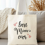 Bolsa Tote A melhor mãe, um roteiro fofo, corações cor-de-ros<br><div class="desc">Saco com o texto "melhor mãe de todos os tempos" em um roteiro fofo flanqueado por corações cor-de-rosa. Duas fotos personalizadas.</div>