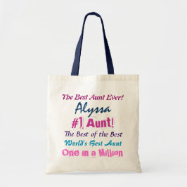 Bolsa Tote A melhor tia Costume Nome Marinho e texto