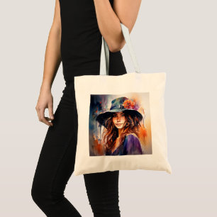 Bolsa Tote A Mulher no Chapéu: Retrato da Graça Vibrante