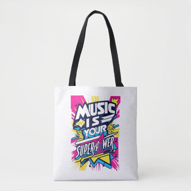 Bolsa Tote A Música é Seu Superpoder (Frente)