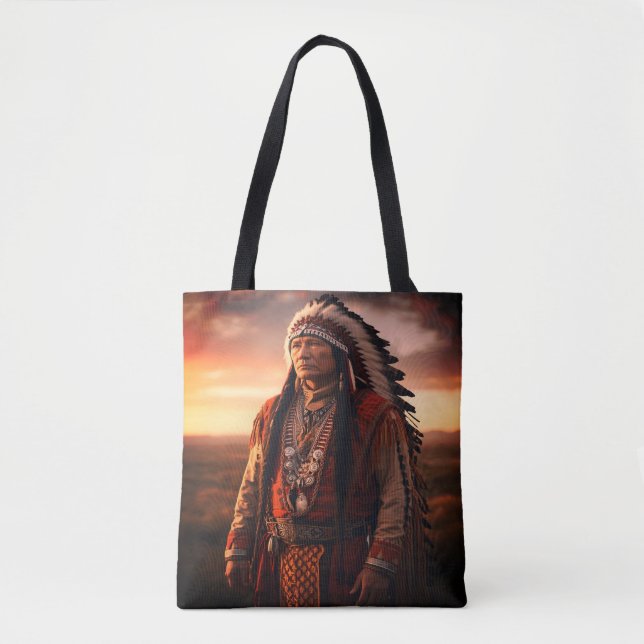 Bolsa Tote A Native American Indian Chief on a Shoulder (Frente)