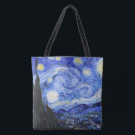 Bolsa Tote A Noite Estrelada de Van Gogh<br><div class="desc">A pintura a óleo do mestre holandês Vincent Van Gogh (1853-1890) Provavelmente sua pintura mais famosa, Van Gogh pintou "A Noite Estrelada" em 1889 da memória enquanto em um asilo na França onde ele se registrou para depressão. A cena retrata a vista de sua janela de quarto. Na pintura há...</div>