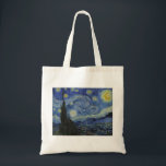 Bolsa Tote A Noite Estrelada de Vincent van Gogh<br><div class="desc">A Noite Estrelada é um óleo na pintura de canvas do pintor holandês Poste-impressionista Vincent van Gogh. Pintado em junho de 1889, ele mostra a visão da janela voltada para leste de sua sala de asilo na Santo-Rémy-de-Provence, pouco antes do nascer do sol, com a adição de uma vila imaginária....</div>