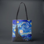Bolsa Tote A Noite Estrelada de Vincent Van Gogh<br><div class="desc">Vincent Van Gogh A Noite Estrelada. Esta é uma antiga obra-prima do pintor-mestre holandês Vincent Van Gogh. Esta pintura de paisagens de arte tem cores lindas,  vibrantes e saturadas. Vincent Van Gogh era um pintor impressionista holandês. Esta imagem está no dominio público</div>