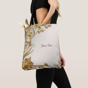 Bolsa Tote A Onda do ouro deixa a barra de ferramentas floral