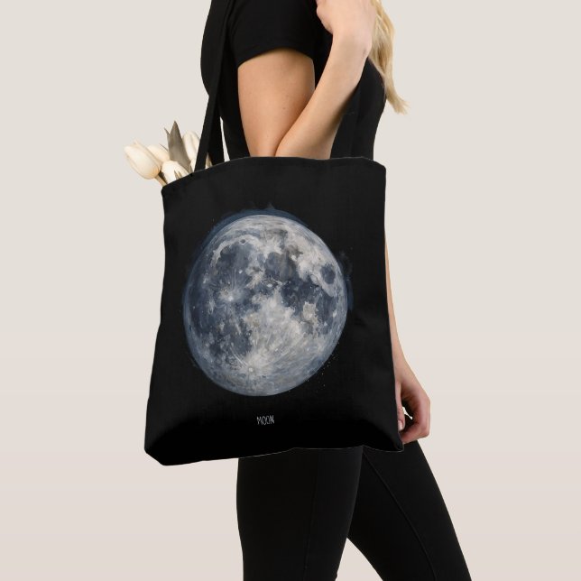 Bolsa Tote A painting of the moon in a space (Close Up)