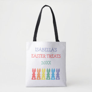 Bolsa Tote A páscoa personalizada coelhos do arco-íris trat