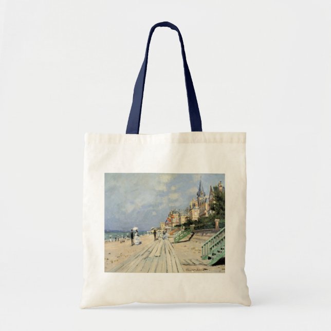 Bolsa Tote A Passarela em Trouville de Claude Monet (Frente)