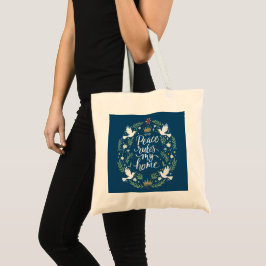 Bolsa Tote A Paz Reina Em Minha Casa